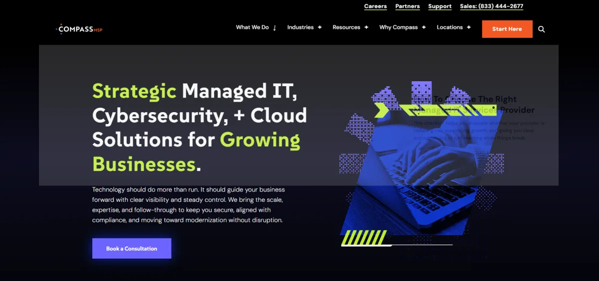CompassMSP strategic managed IT, cybersecurity and cloud solutions homepage, Princeton NJ office
