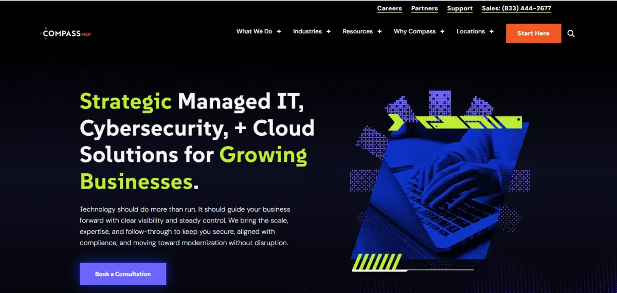 CompassMSP managed IT and CMMC compliance for logistics Newark NJ homepage