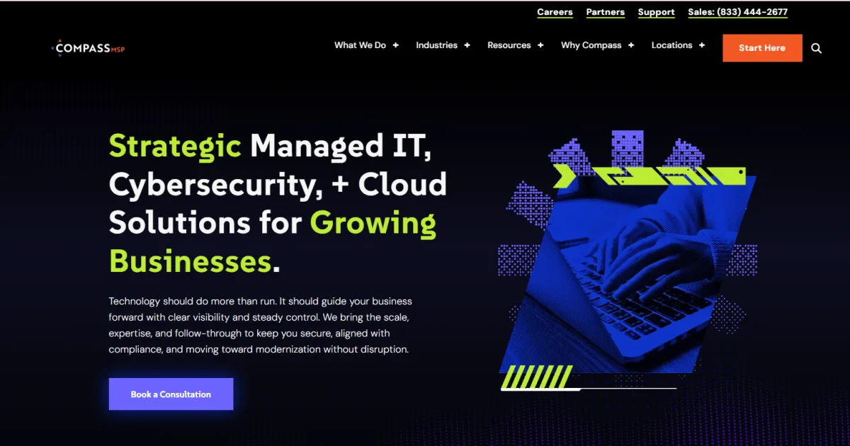 CompassMSP logistics and transportation IT homepage for Savannah, GA