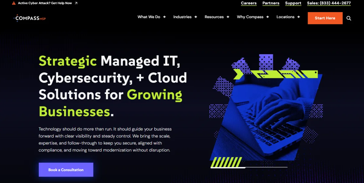 CompassMSP strategic managed IT cybersecurity and cloud homepage Tarrytown Westchester County NY