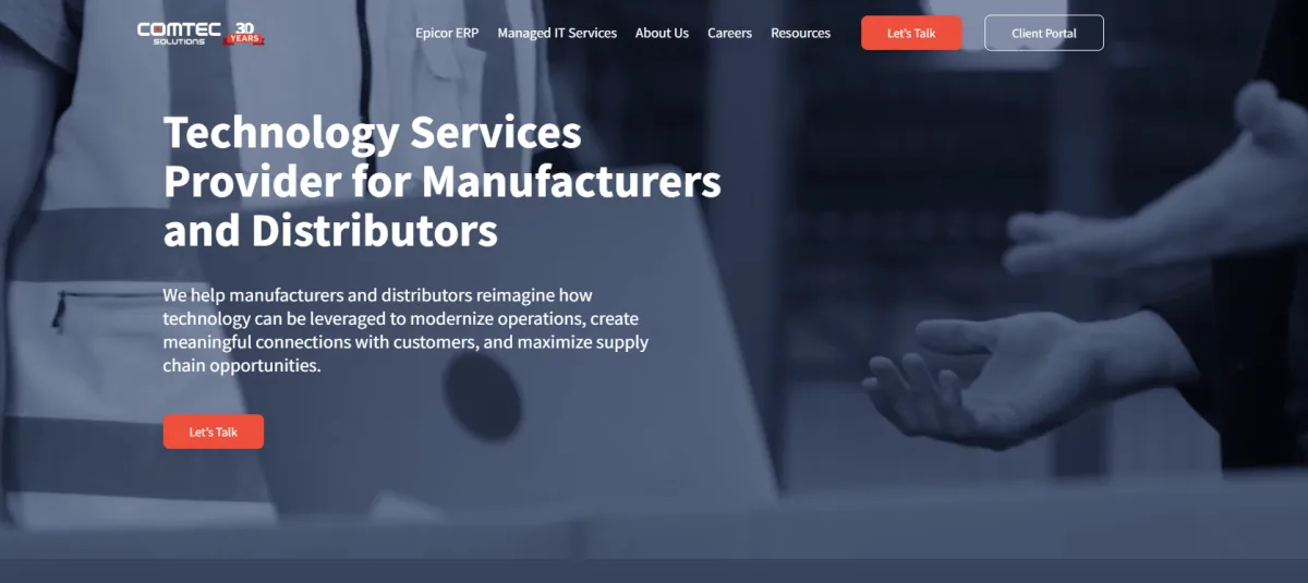 ComTec Solutions technology services provider for manufacturers and distributors Epicor ERP homepage