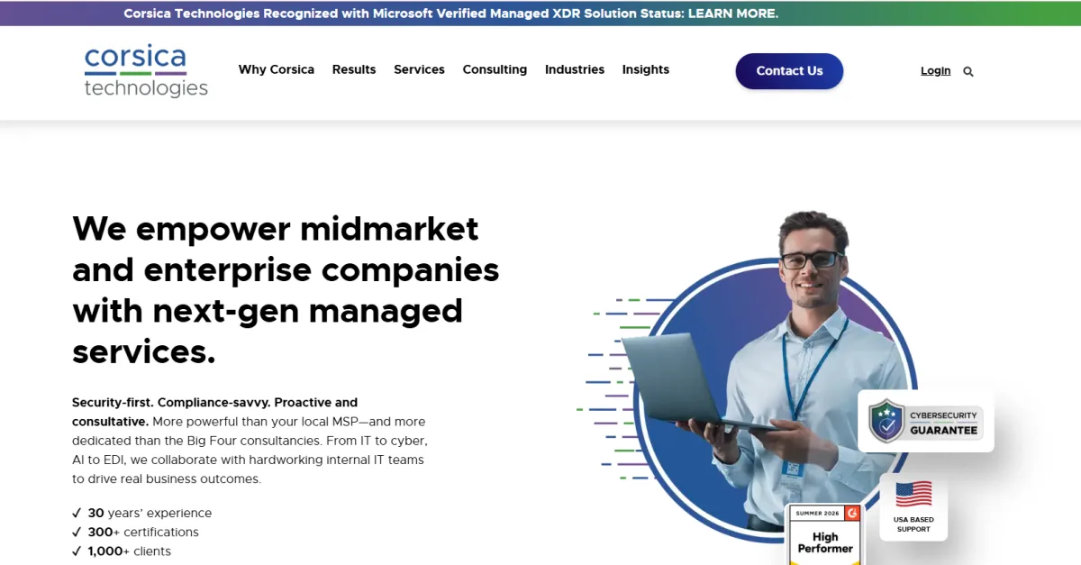 Corsica Technologies managed IT services financial Little Rock AR homepage
