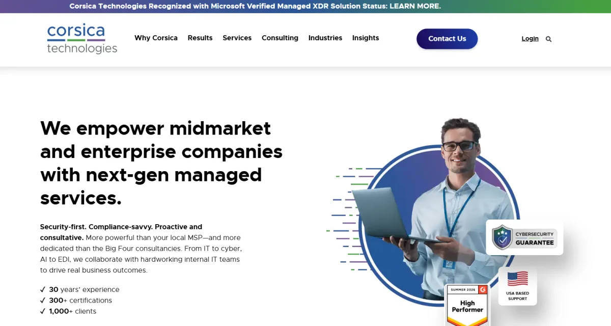Corsica Technologies managed services homepage