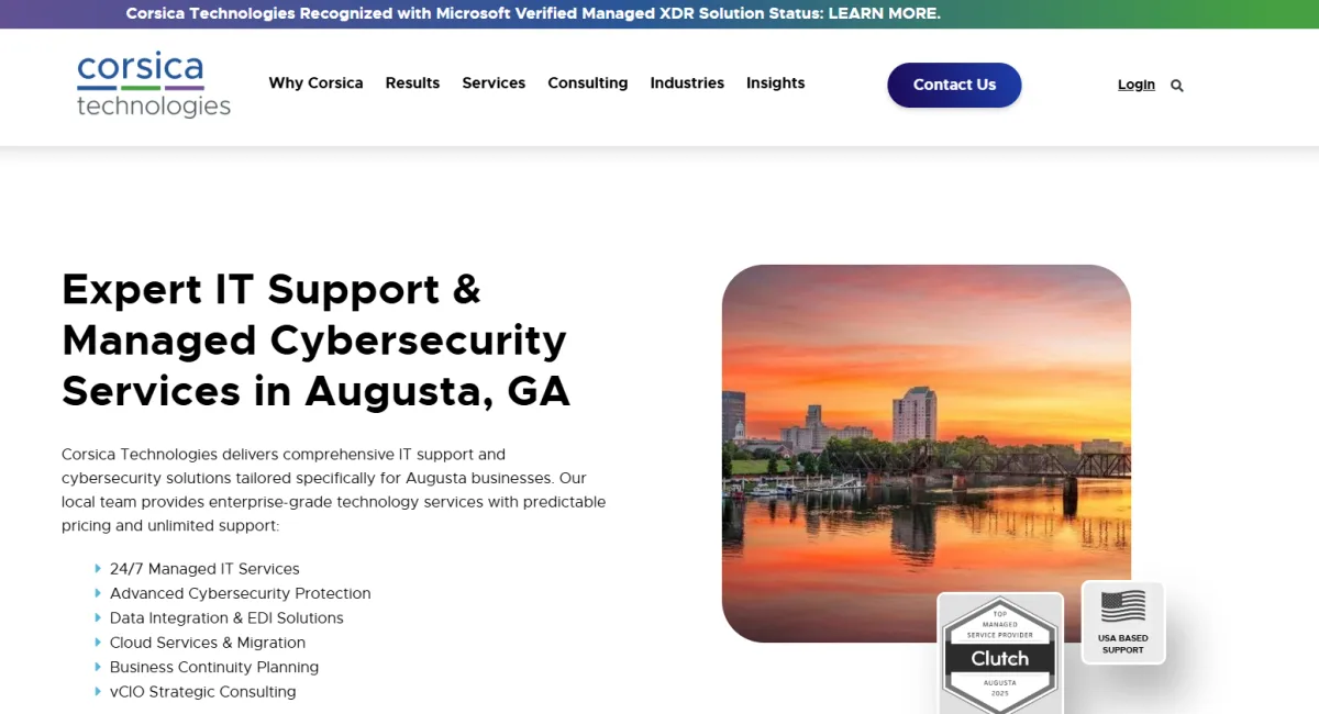 Corsica Technologies IT/OT security Augusta GA homepage