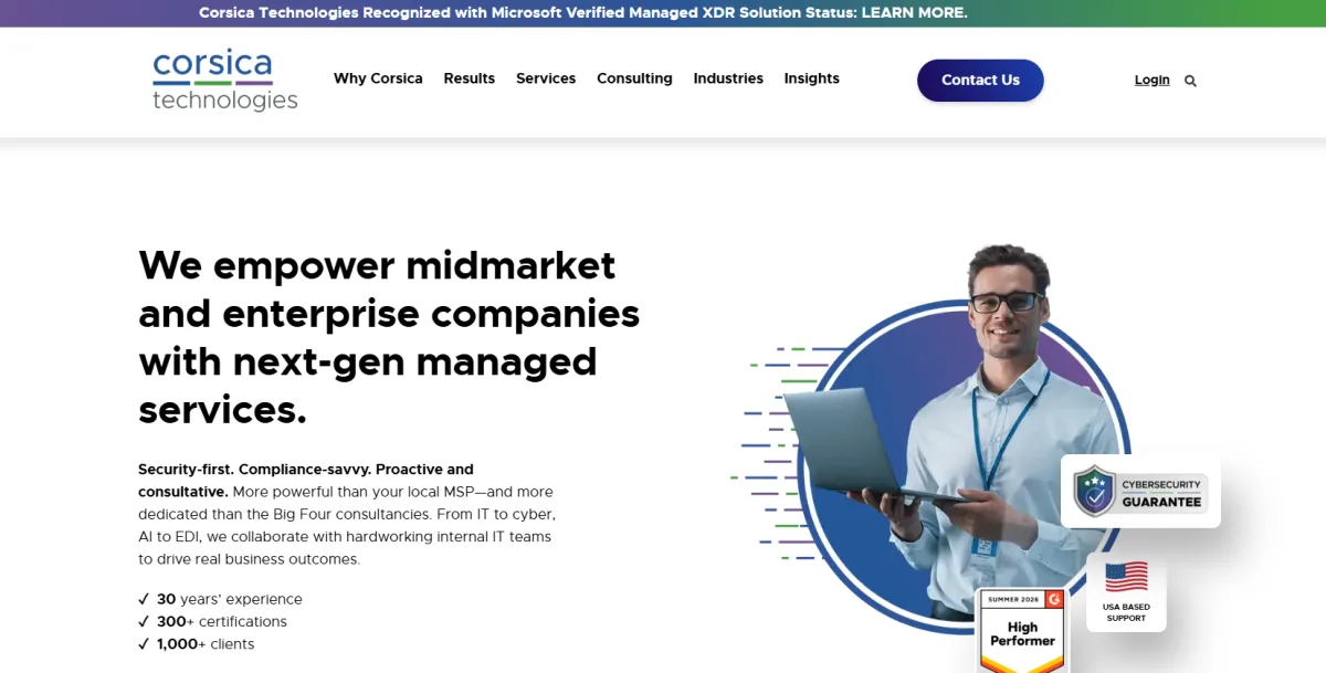Corsica Technologies managed IT EDI supply chain manufacturing Little Rock Arkansas homepage