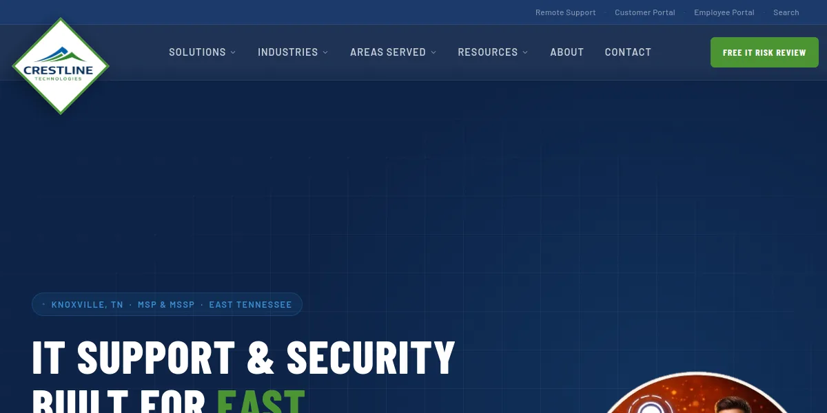 Crestline Technologies homepage healthcare IT and HIPAA compliance Knoxville, TN