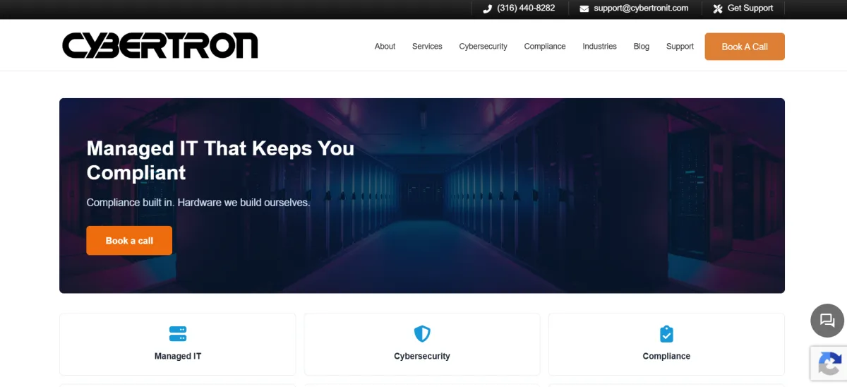 CybertronIT managed IT and CMMC compliance homepage