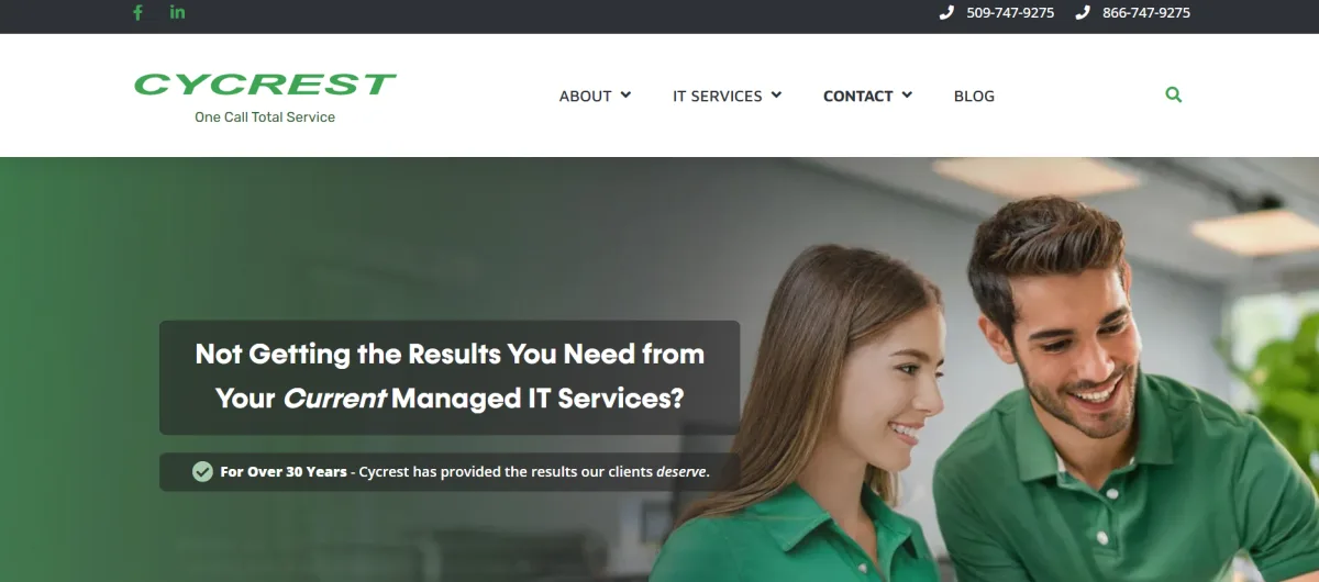 Cycrest Systems managed IT services Spokane homepage