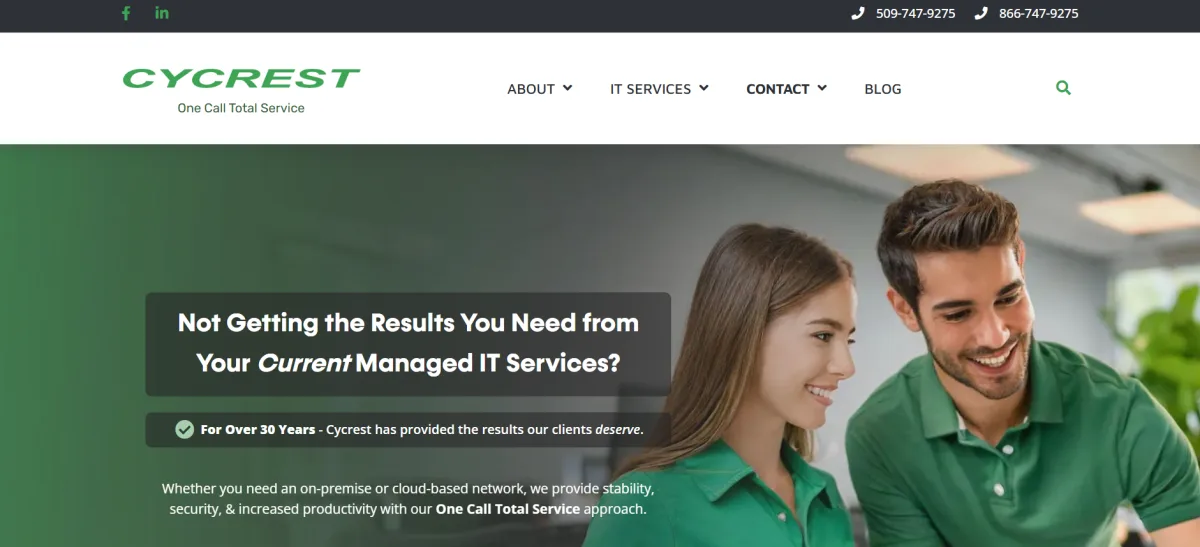 Cycrest Systems homepage best MSP healthcare Spokane