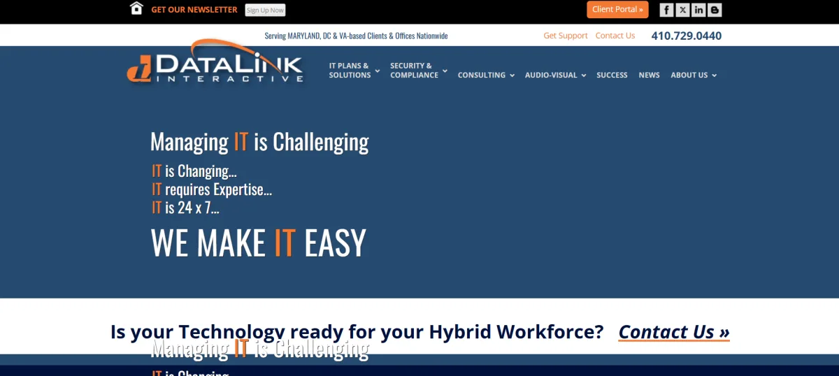 DataLink Interactive managed IT physical security Maryland homepage