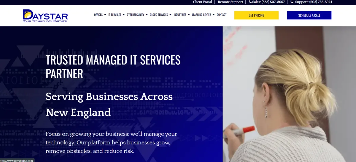 Daystar managed IT services New England financial services compliance homepage