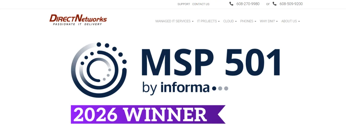 DirectNetworks managed IT services Madison WI homepage