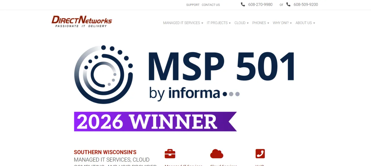 DirectNetworks Madison WI managed services homepage