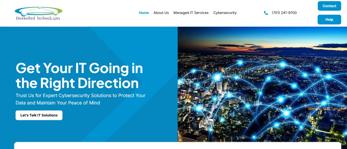 Diversified Technologies Fargo IT and cybersecurity homepage