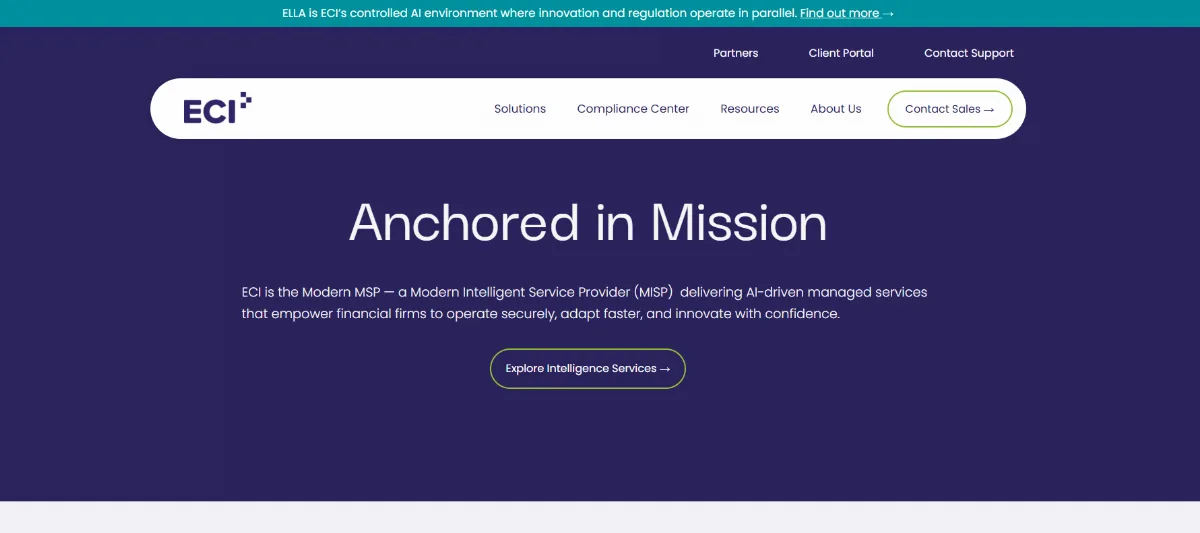 ECI Eze Castle Integration financial services managed IT homepage