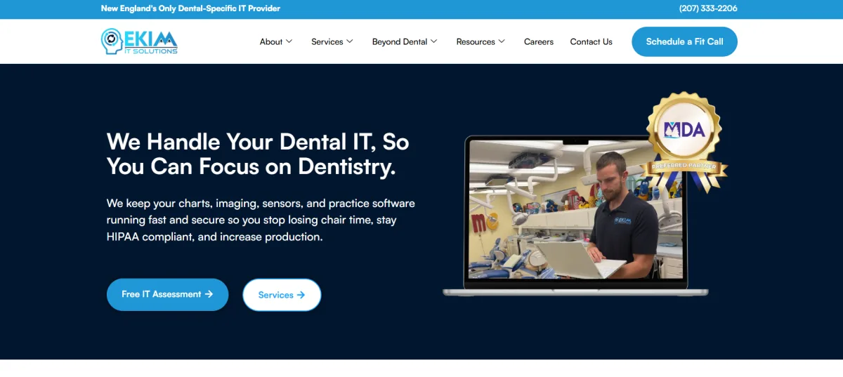Ekim IT Solutions dental IT services homepage