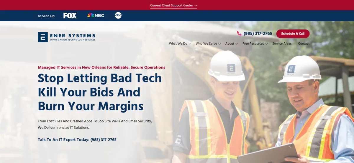 Ener Systems SCADA OT managed IT Covington Louisiana homepage