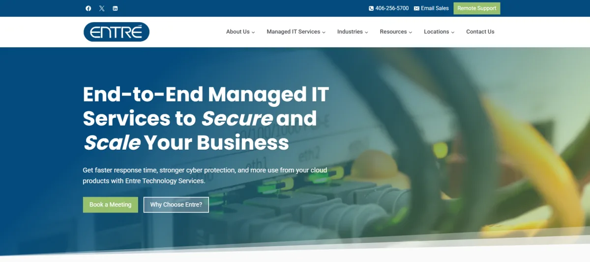 Entre Technology Services managed IT Billings Montana homepage