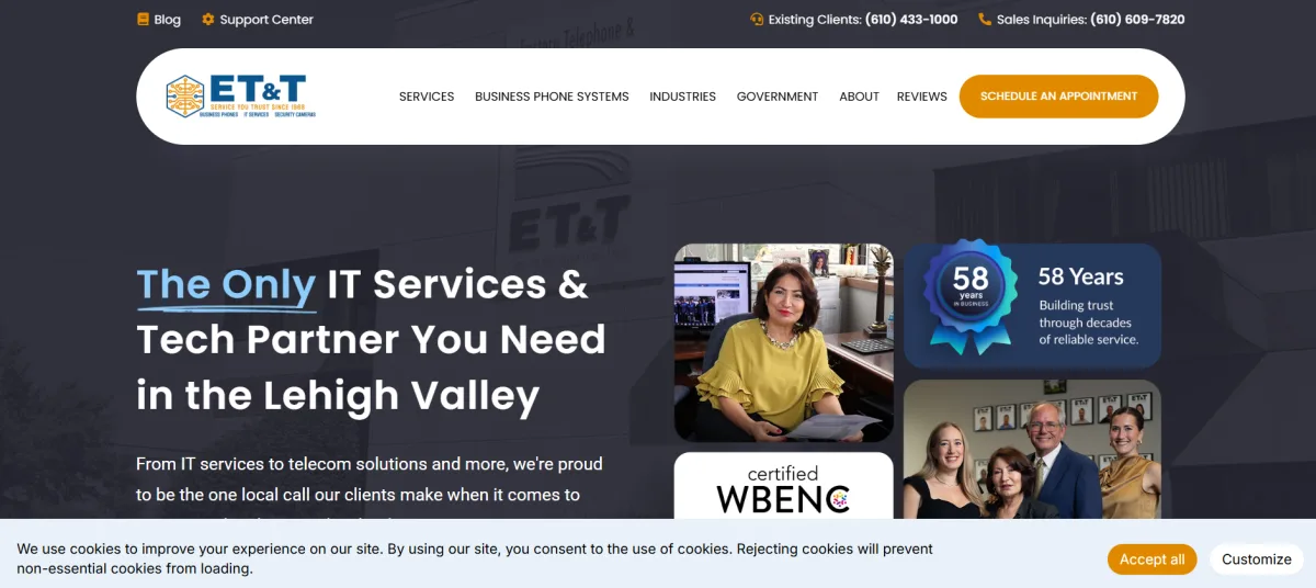 ET&T IT services and telecommunications Lehigh Valley homepage
