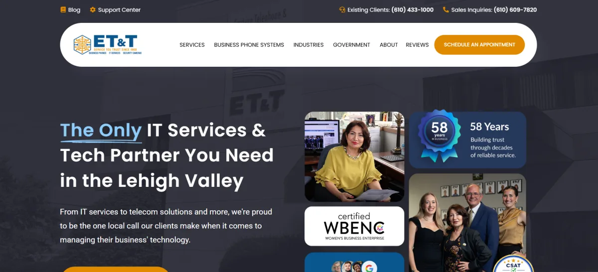 ET&T Lehigh Valley IT services and telecom - homepage