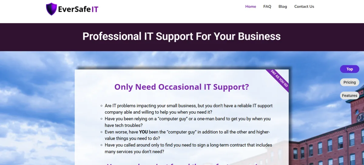 EverSafe IT managed IT services Manchester NH homepage