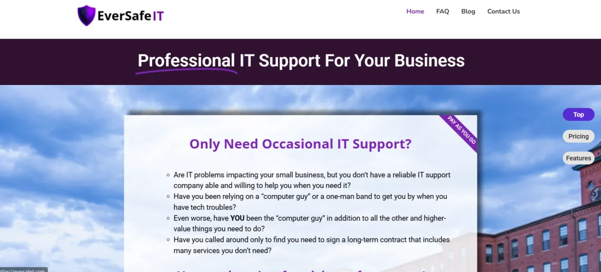 EverSafe IT professional IT support for your business homepage, Manchester NH MSP with a flexible pay-as-you-go Service Club model