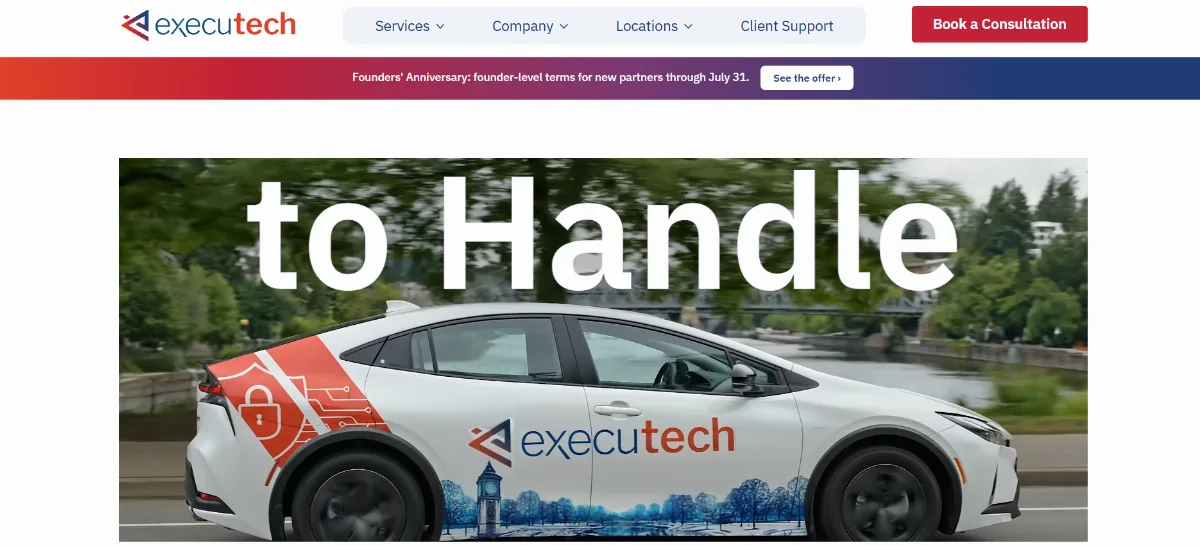 Executech Spokane managed IT and vCISO cybersecurity services homepage