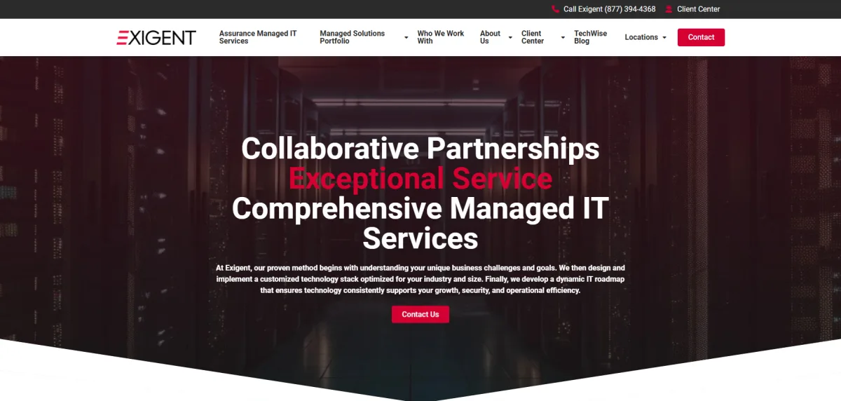 Exigent Technologies managed IT services Northern New Jersey homepage