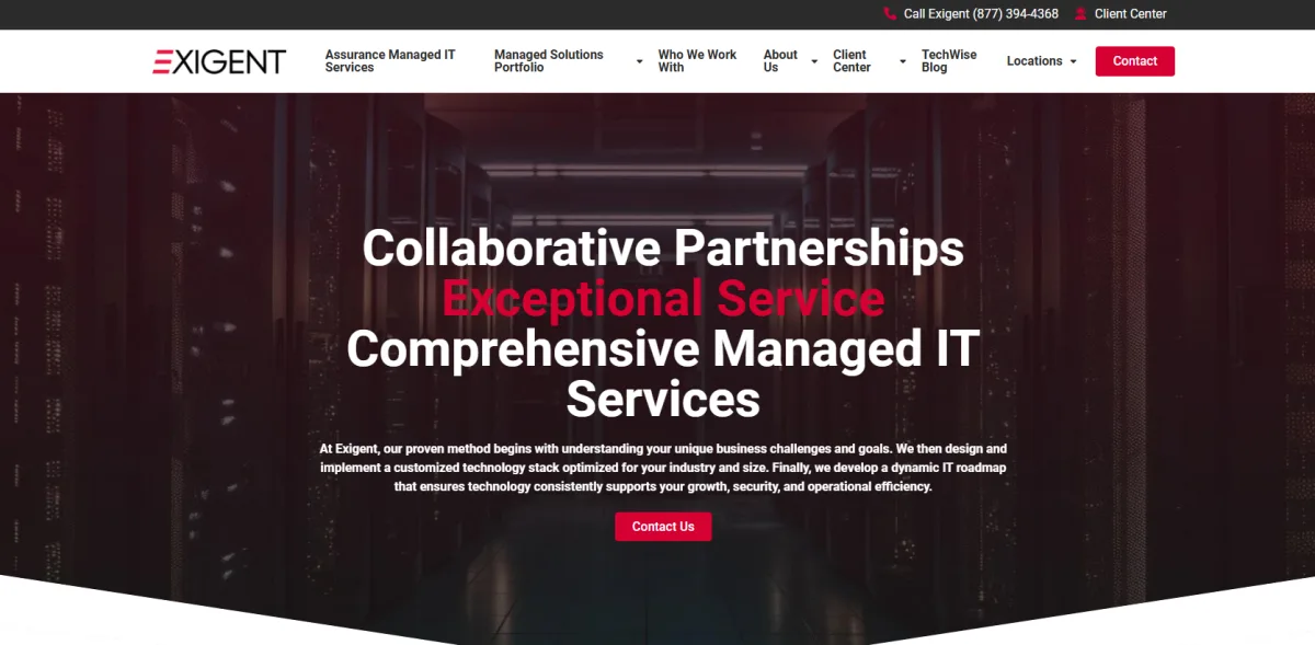 Exigent Technologies healthcare managed IT and HIPAA services Newark NJ homepage