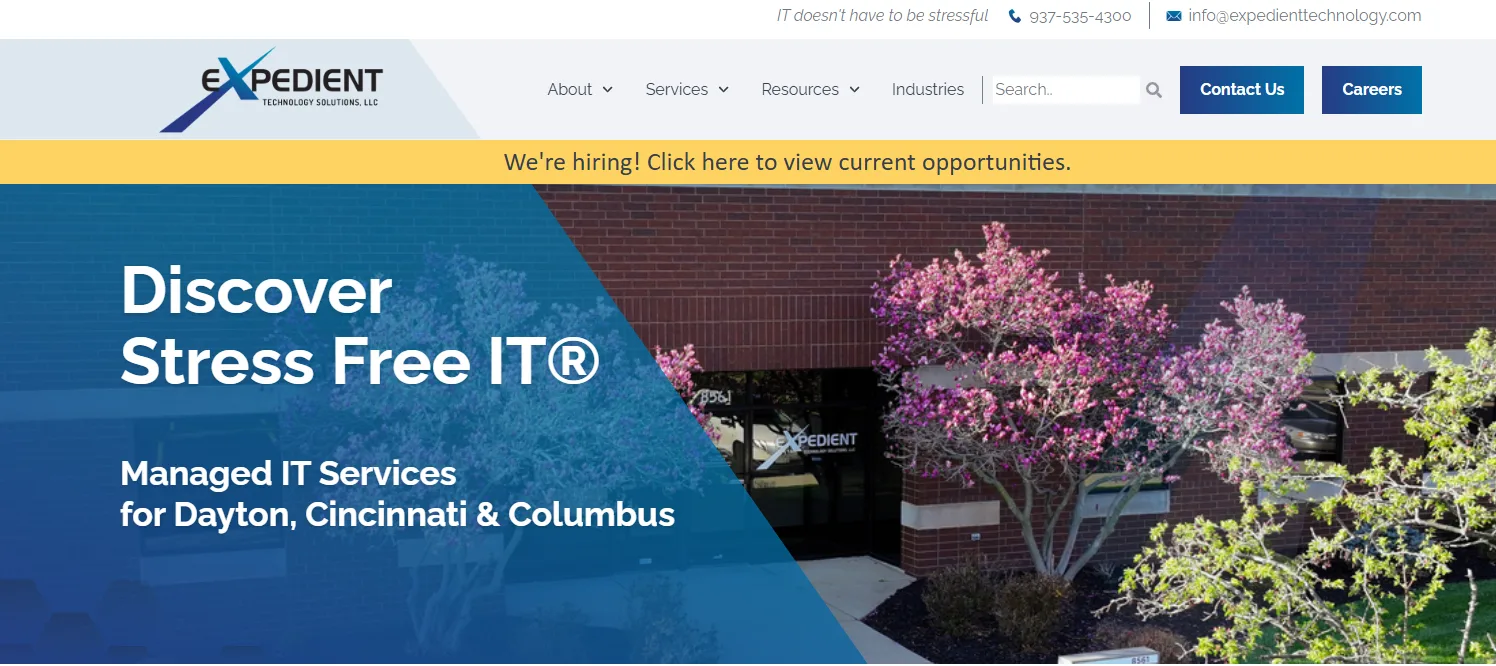 Expedient Technology Solutions managed IT for professional services in Dayton homepage