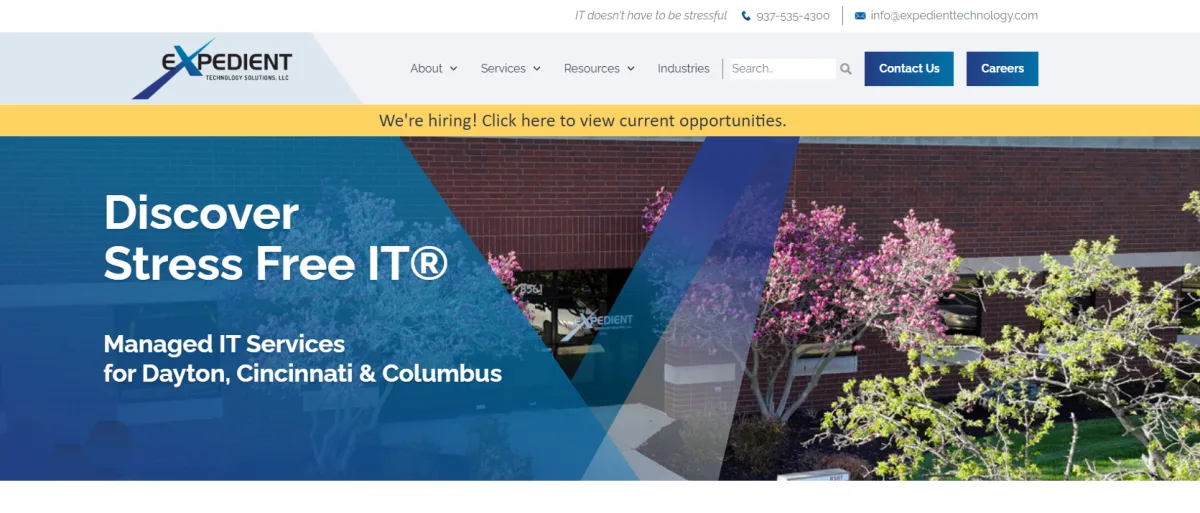 Expedient Technology Solutions managed IT services for healthcare Dayton homepage