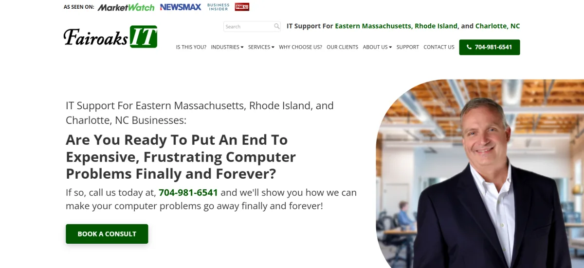 Fairoaks IT manufacturing IT support Eastern Massachusetts and Rhode Island homepage