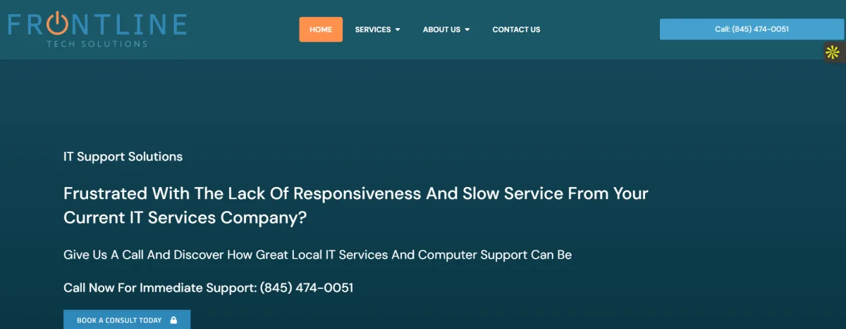 Frontline Tech Solutions flat-rate managed IT Orangeburg Rockland and Bergen small business homepage