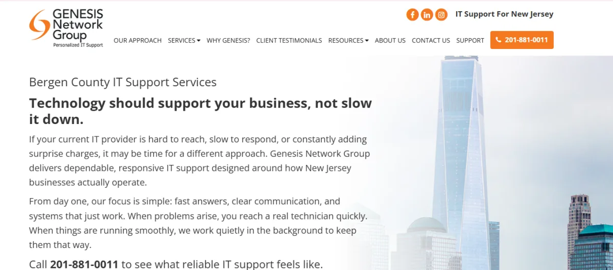 Genesis Network Group managed IT Rochelle Park Bergen County NJ homepage
