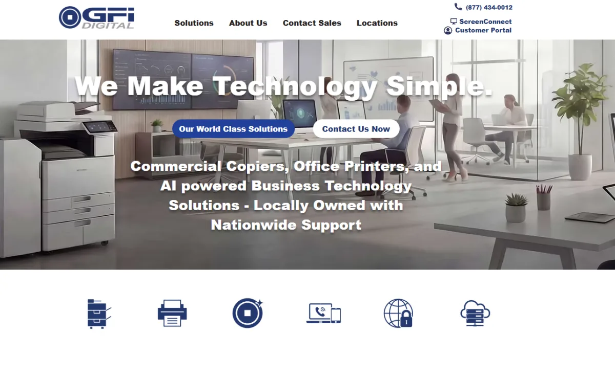 GFI Digital business technology and managed IT solutions homepage