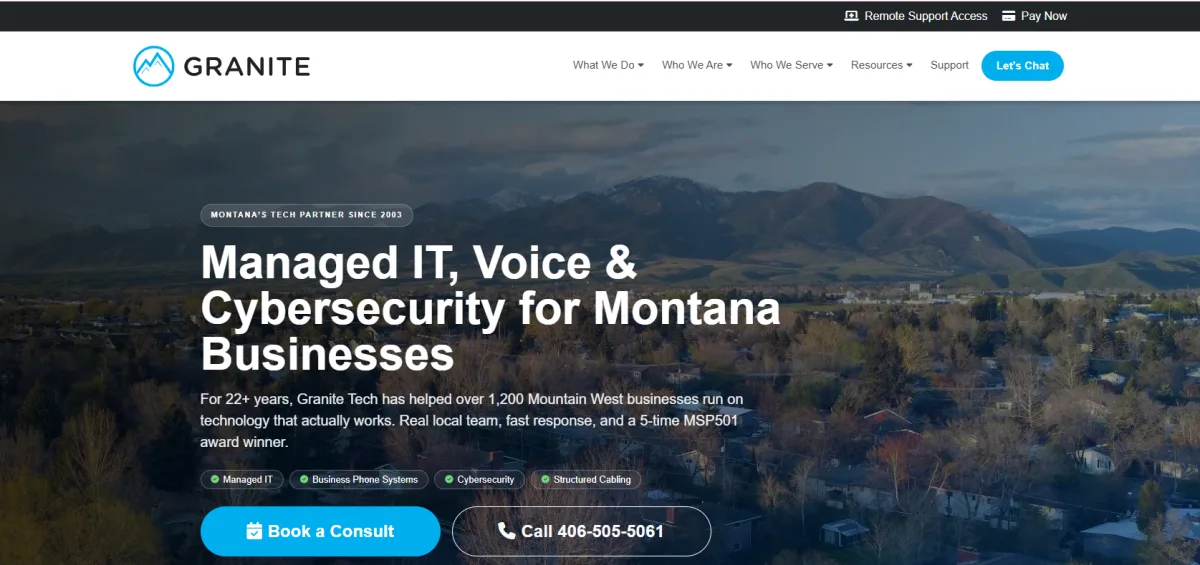 Granite Technology Solutions managed IT Montana homepage
