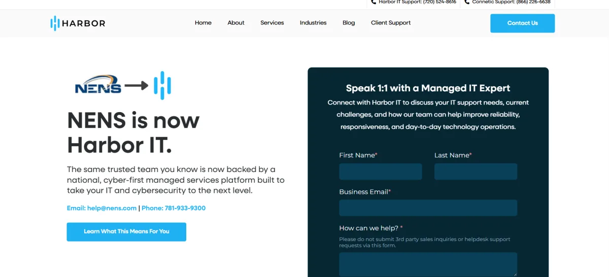 Harbor IT managed IT services Manchester NH homepage