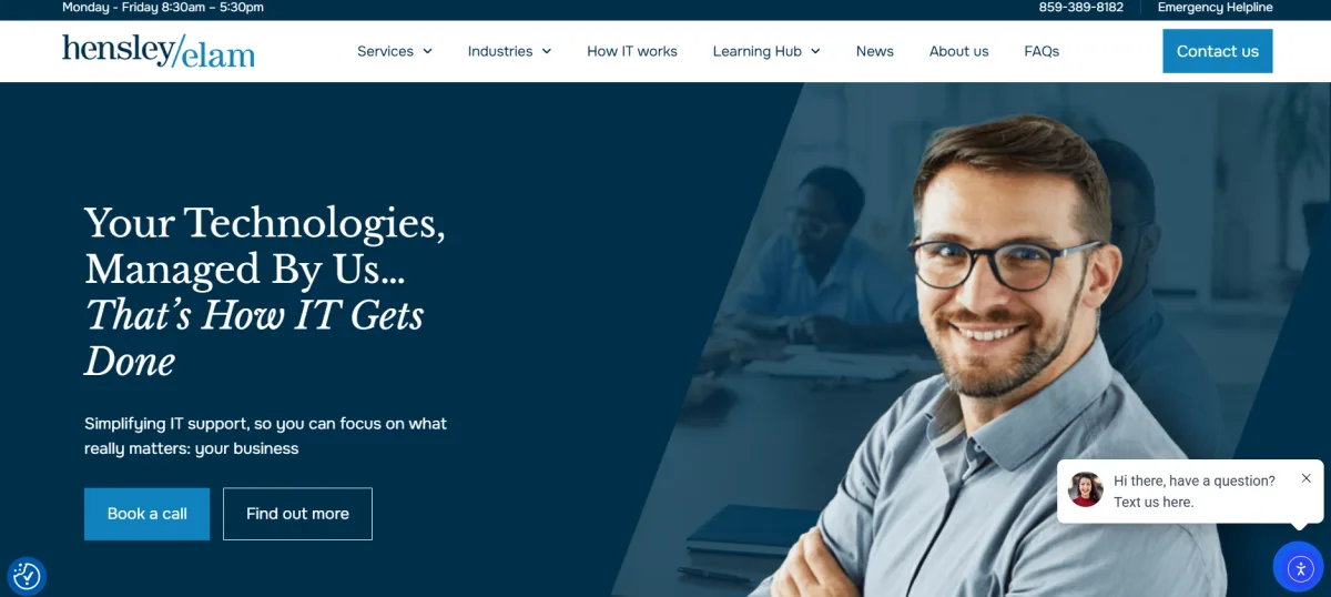 Hensley Elam managed IT and cybersecurity Lexington Kentucky homepage