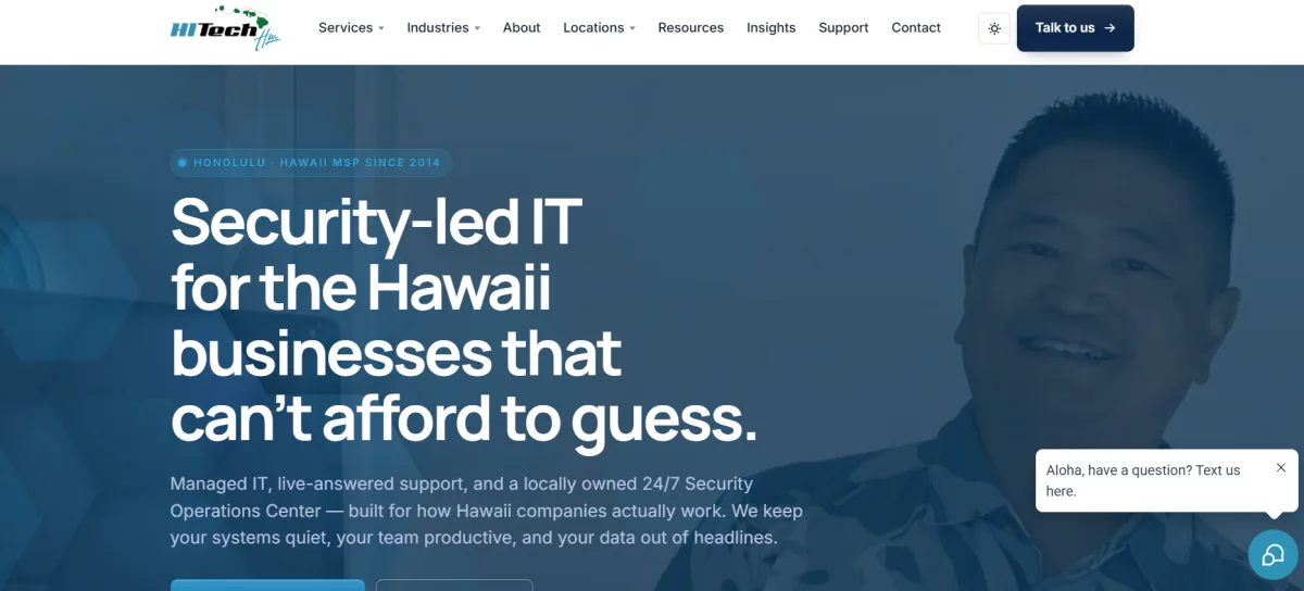 HI Tech Hui security-led IT services Honolulu homepage