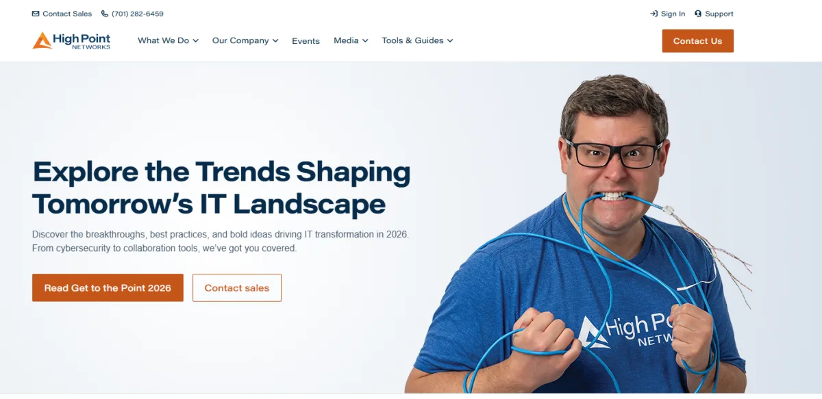 High Point Networks managed IT and cybersecurity homepage, West Fargo, North Dakota