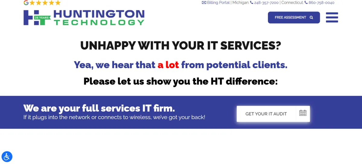 Huntington Technology managed IT East Windsor CT homepage