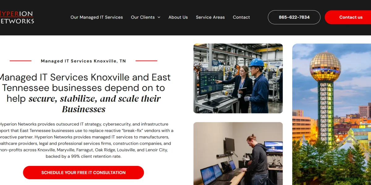 Hyperion Networks homepage best MSP for healthcare in Knoxville, TN