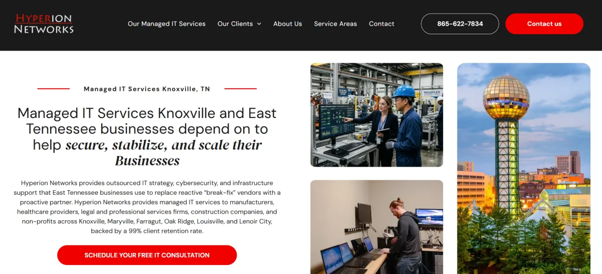 Hyperion Networks manufacturing IT services Knoxville homepage