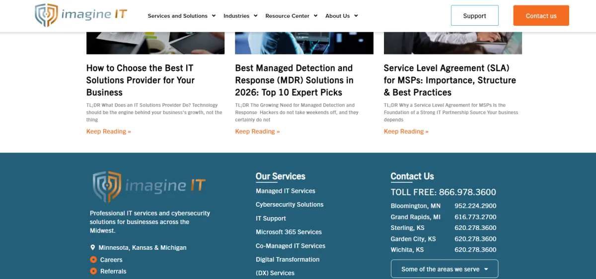 Imagine IT managed services Zeeland Michigan healthcare homepage