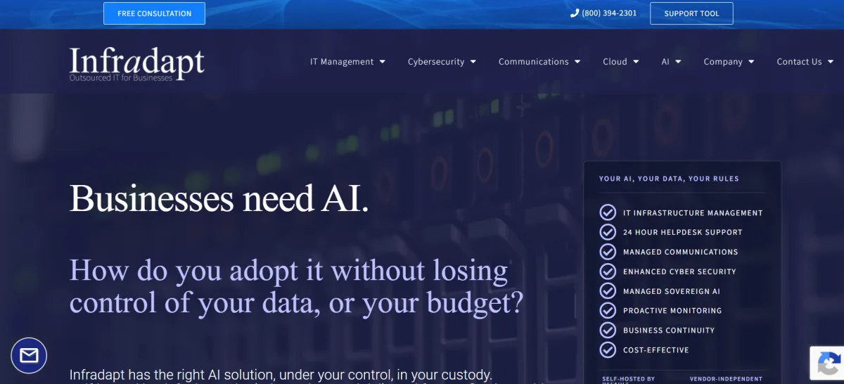 Infradapt managed IT services Allentown homepage