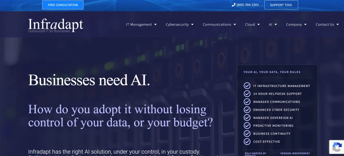 Infradapt managed IT services Allentown Pennsylvania homepage