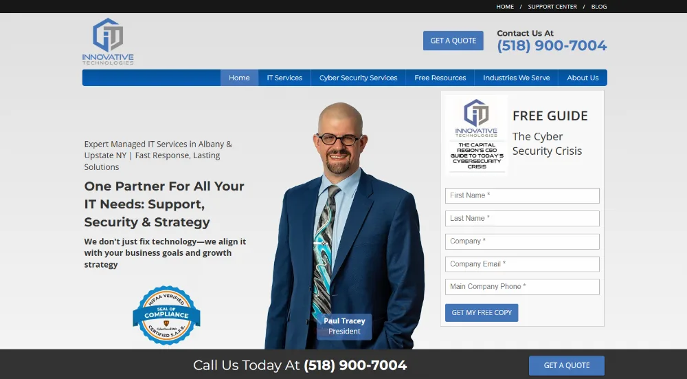 Innovative Technologies Albany NY healthcare IT homepage