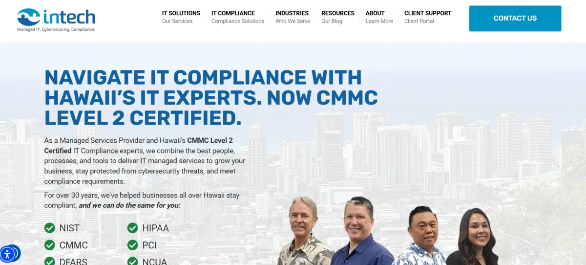 Intech Hawaii managed IT and HIPAA compliance services Honolulu homepage