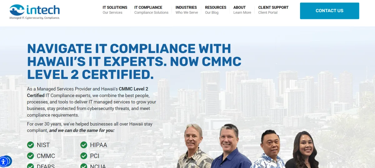 Intech Hawaii managed IT and CMMC compliance for hospitality Honolulu homepage