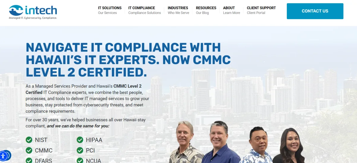 Intech Hawaii managed IT services Honolulu professional services homepage